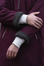 Carmine Maroon Fleece Closed Overcoat | Not A Pheran