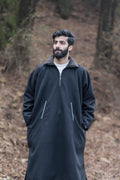 Onyx Black Fleece Closed Overcoat | Not A Pheran