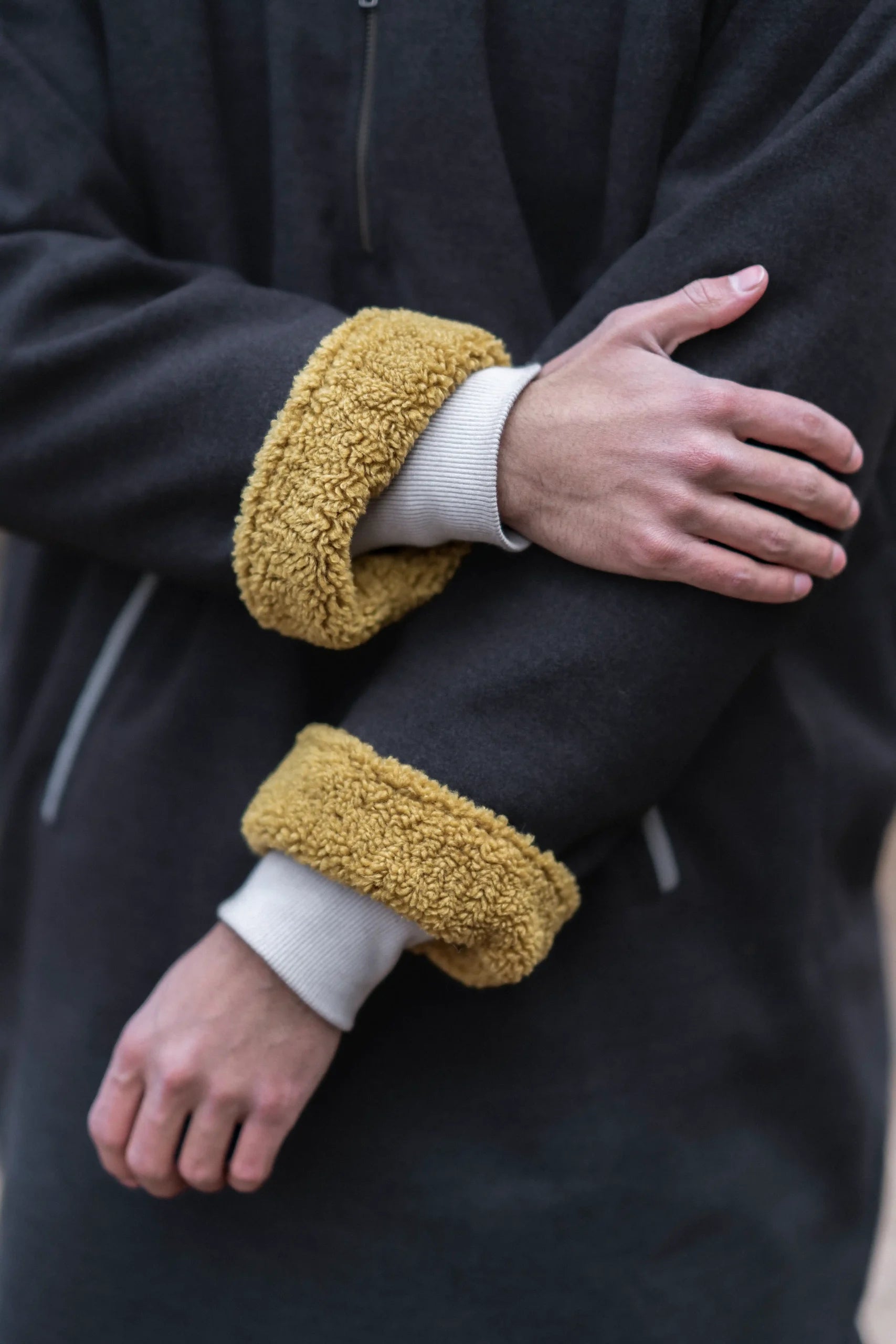 Anchor Gray Fleece Closed Overcoat | Not A Pheran