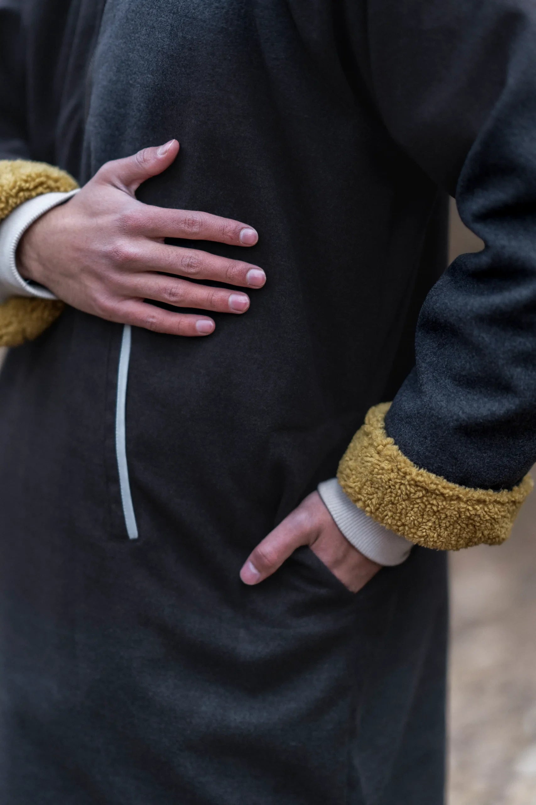 Anchor Gray Fleece Closed Overcoat | Not A Pheran