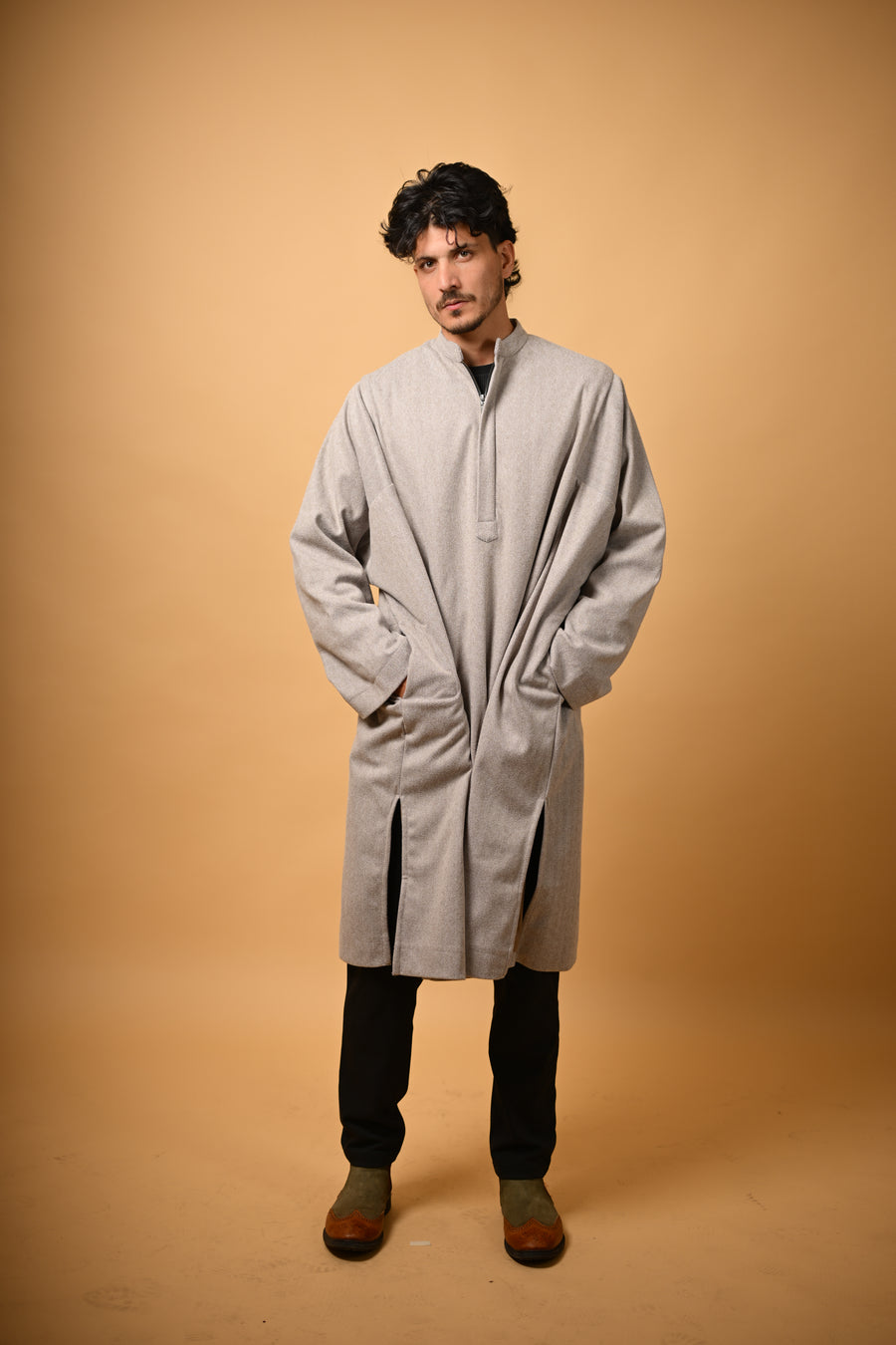 Cremish Grey Herringbone Pheran