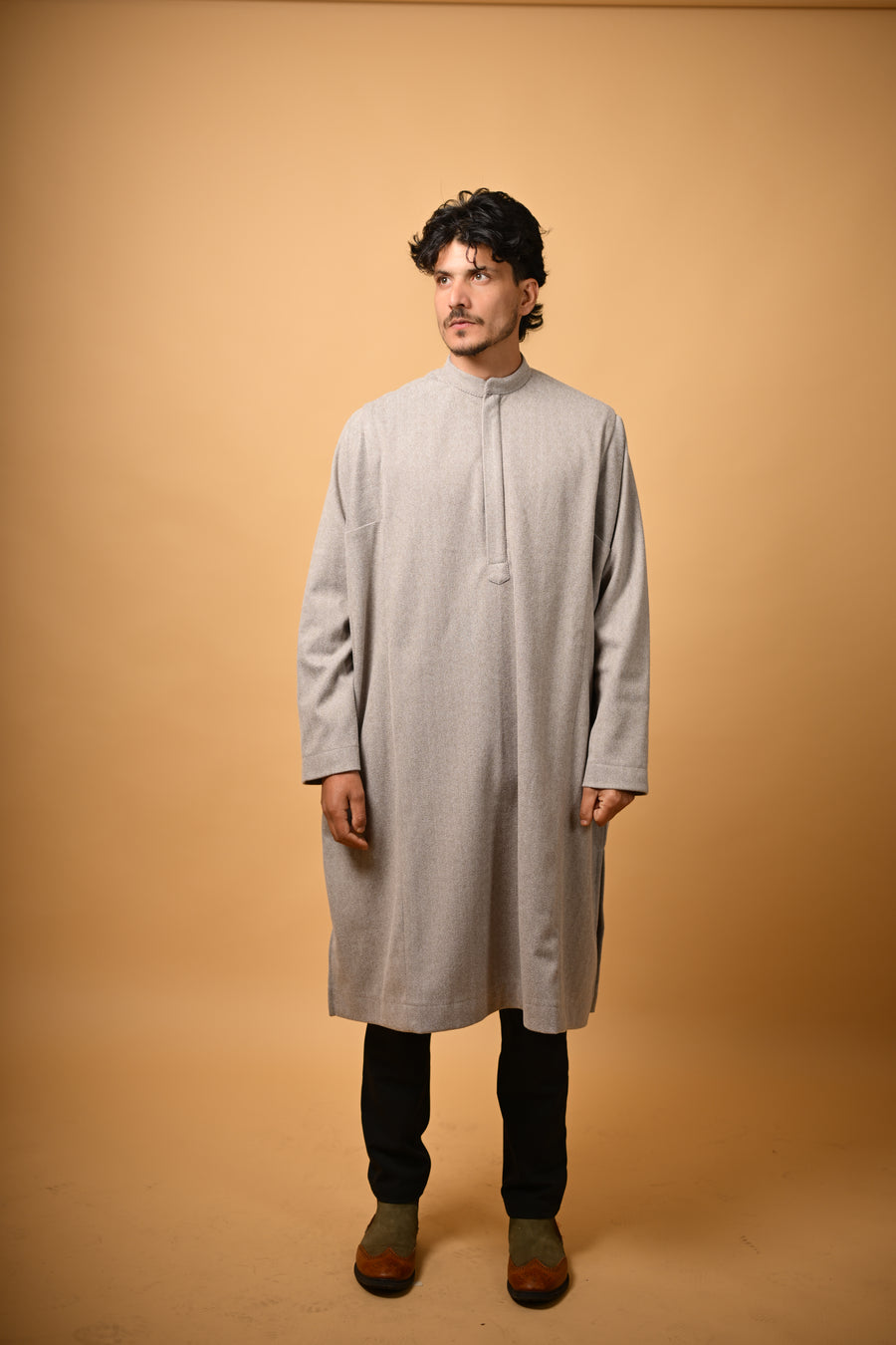 Cremish Grey Herringbone Pheran