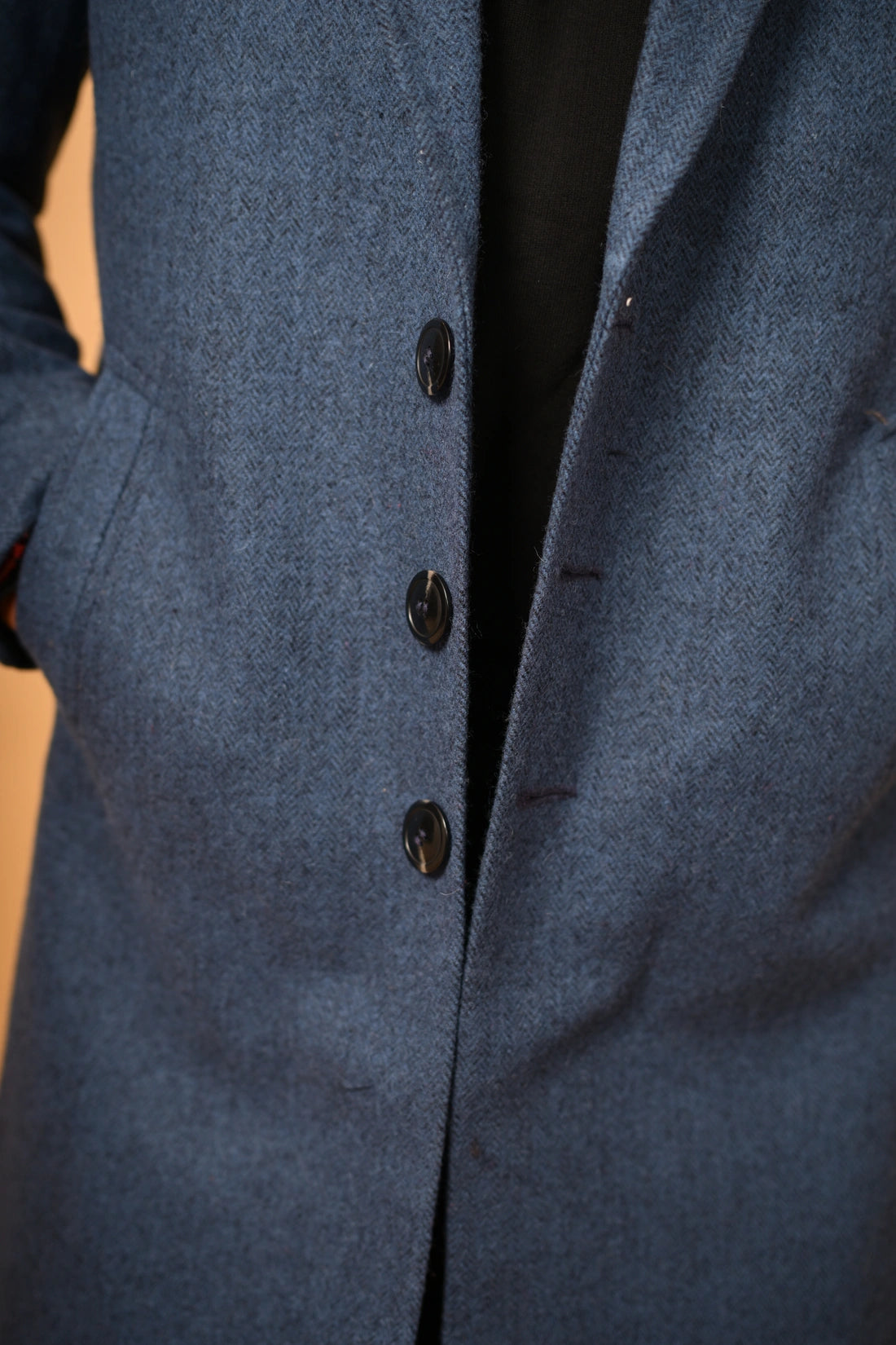 Deep Navy Blue Woolleen  Overcoat