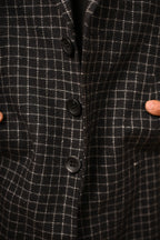 Black With Micro Check  Woollen Overcoat