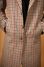 Cream Base with Red & Black Checks Woollen  Overcoat