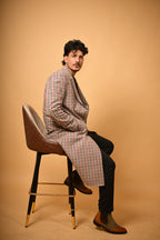 Cream Base with Red & Black Checks Woollen  Overcoat