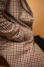 Cream Base with Red & Black Checks Woollen  Overcoat