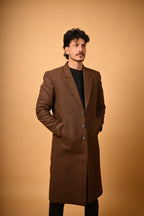 baraqah Coffee Brown winter overcoat for men