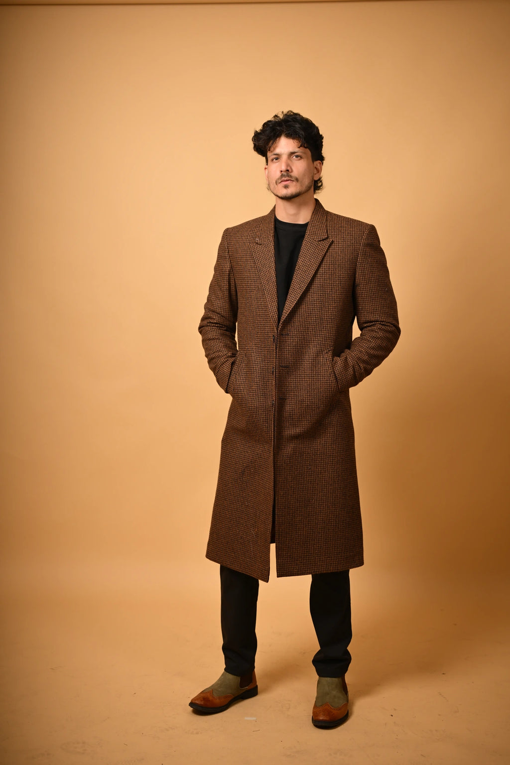 baraqah Coffee Brown winter overcoat for men