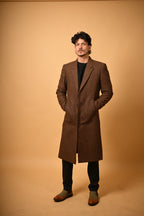 baraqah Coffee Brown winter overcoat for men