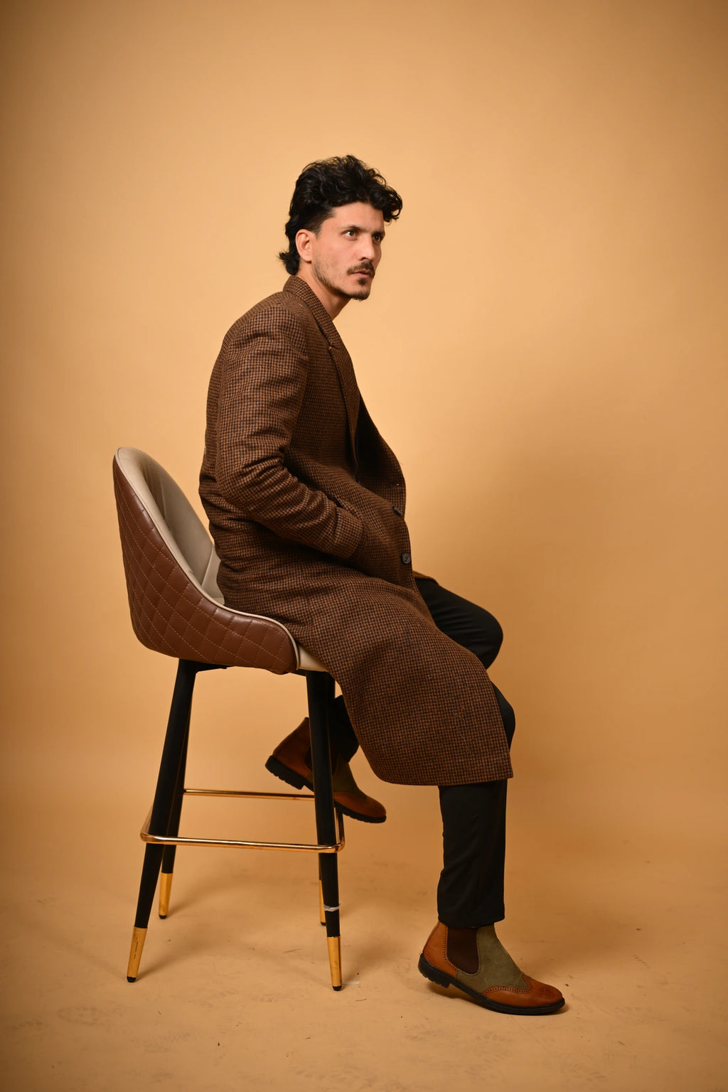 baraqah Coffee Brown winter overcoat for men