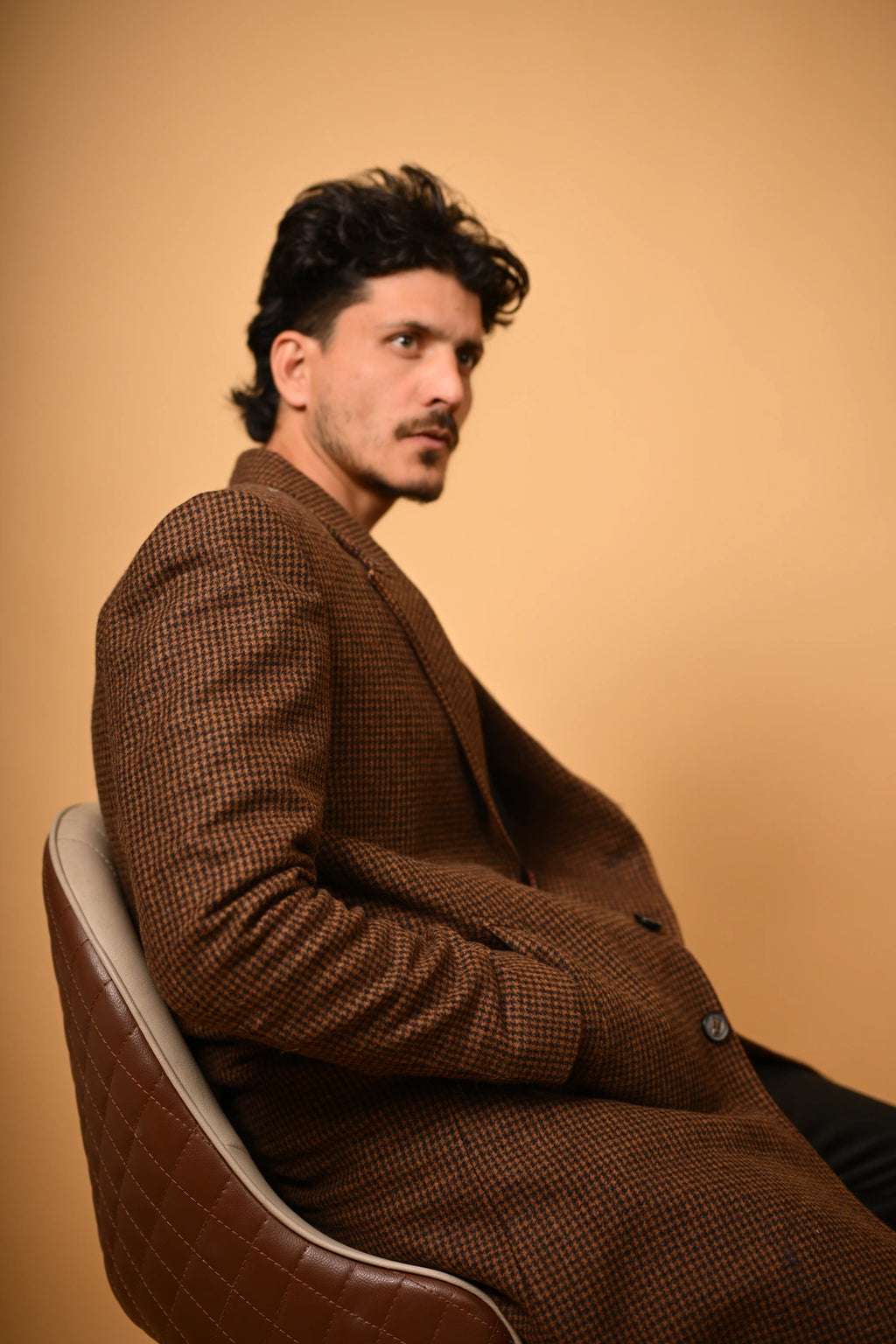 baraqah Coffee Brown winter overcoat for men