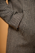 Grey With Black Mini Houndstooth Woollen Overcoat