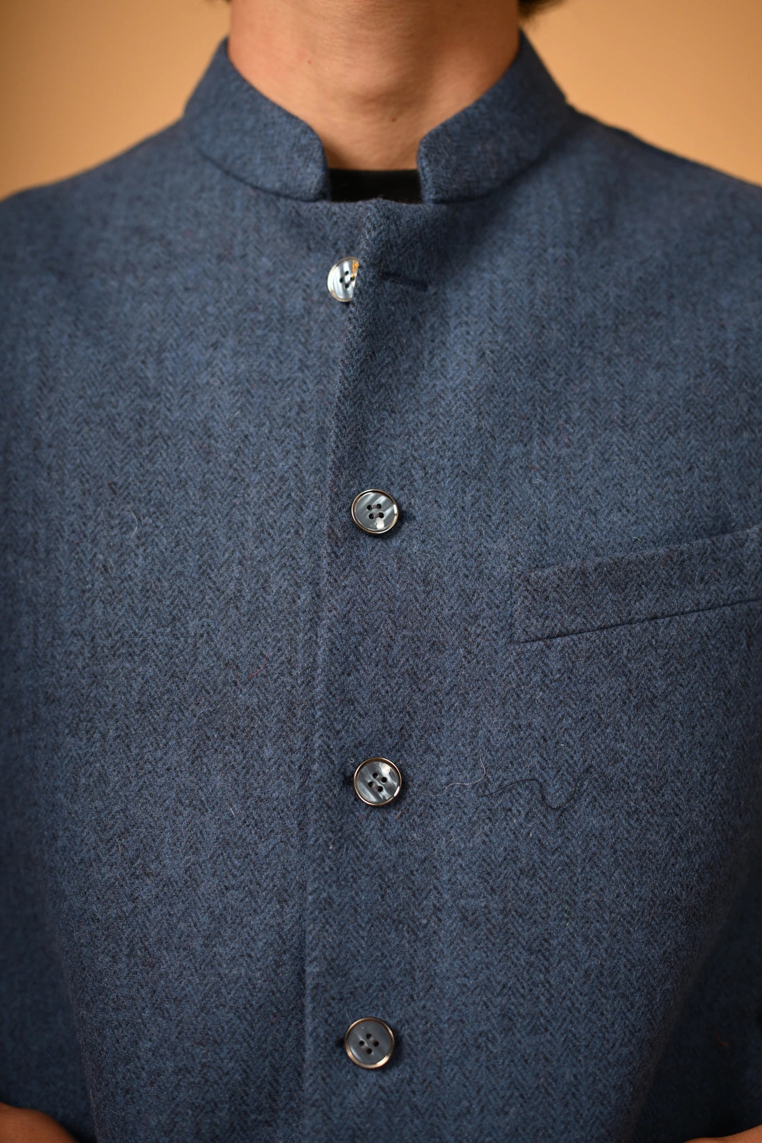 Deep Navy Blue Woollen  Waistcoat
