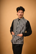 Black With White Bold Check Woollen Waistcoat