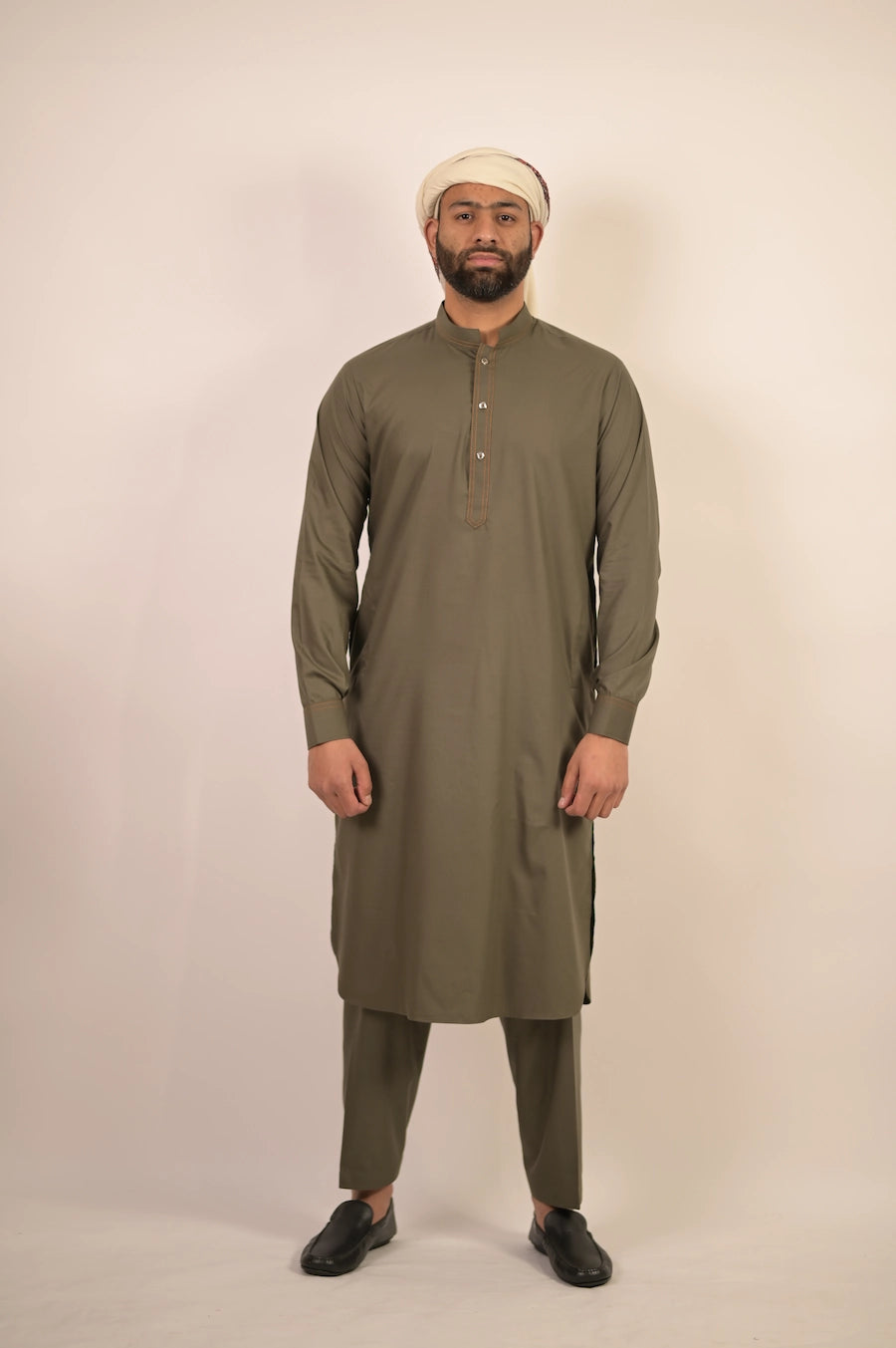 olive green color summer kurta pajama for men 