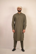 olive green color summer kurta pajama for men 