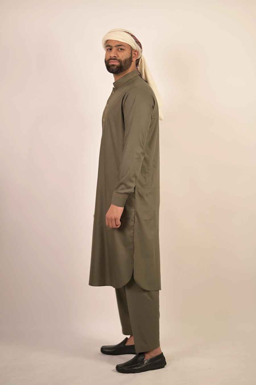 olive green color summer kurta pajama for men 