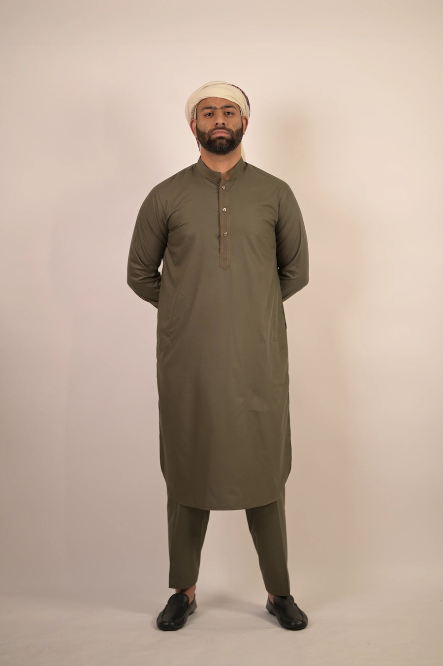olive green color summer kurta pajama for men 