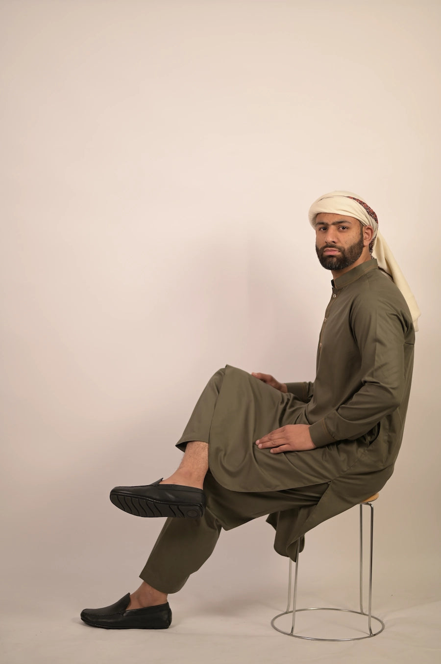 olive green color summer kurta pajama for men 