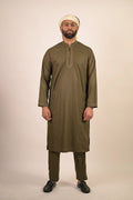 olive green color summer kurta pajama for men 