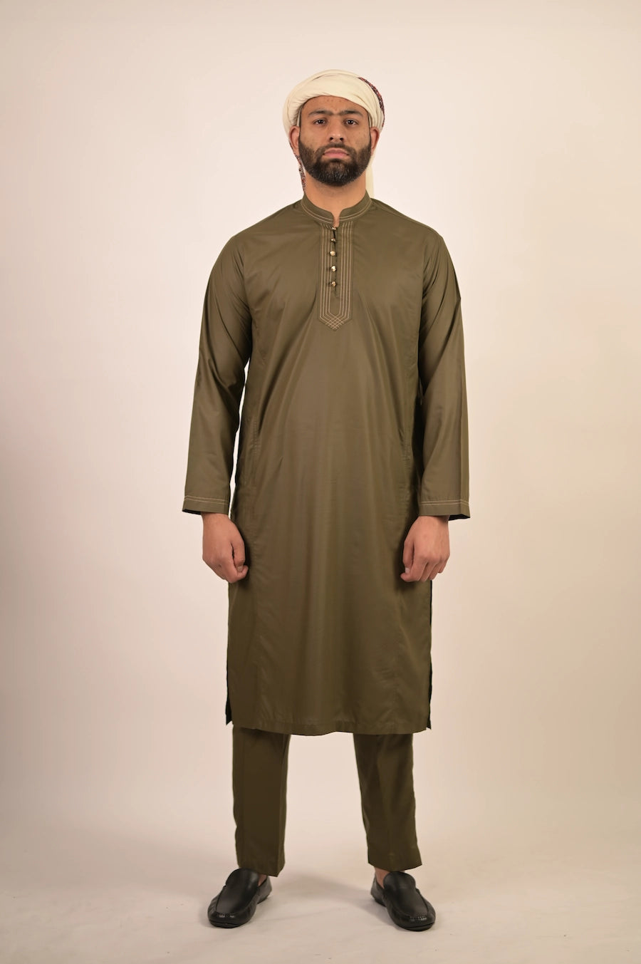 olive green color summer kurta pajama for men 