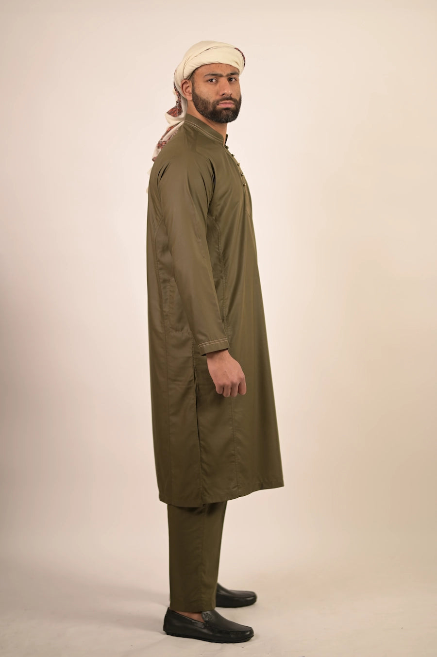 olive green color summer kurta pajama for men 