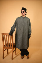 baraqah green stone weave winter traditional pheran for men 