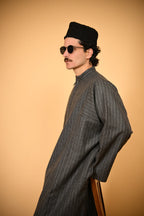 baraqah dark grey winter kashmiri traditional pheran for men 
