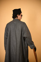 baraqah dark grey winter kashmiri traditional pheran for men 