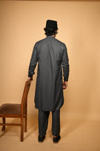 dark grey jackan winter kameez shalwaar for men
