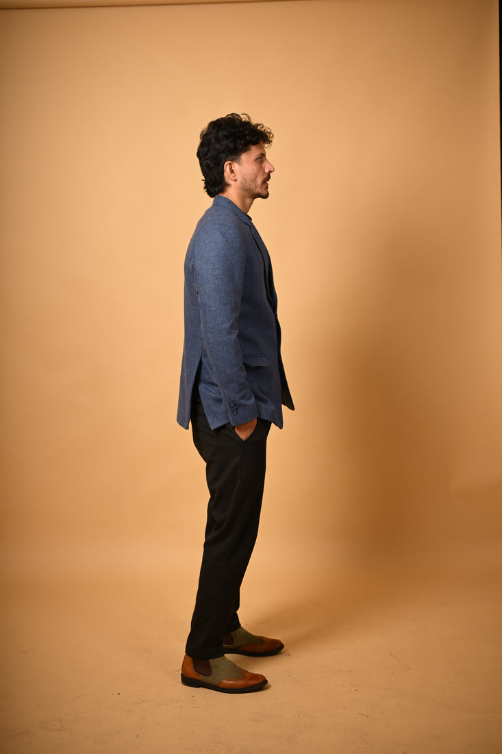 Deep Navy Blue Woollen Blazer