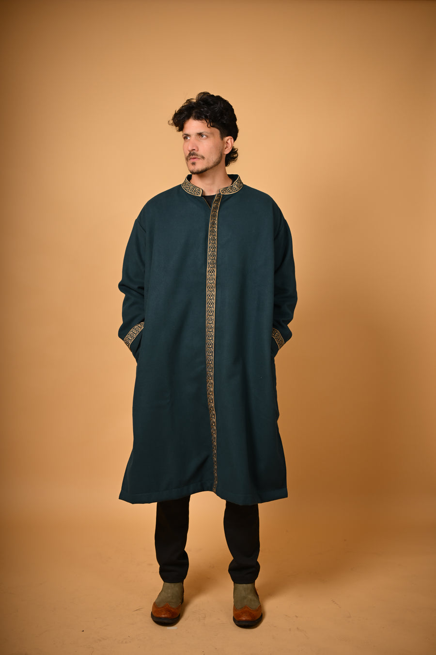 baraqah deep teal men winter pheran 