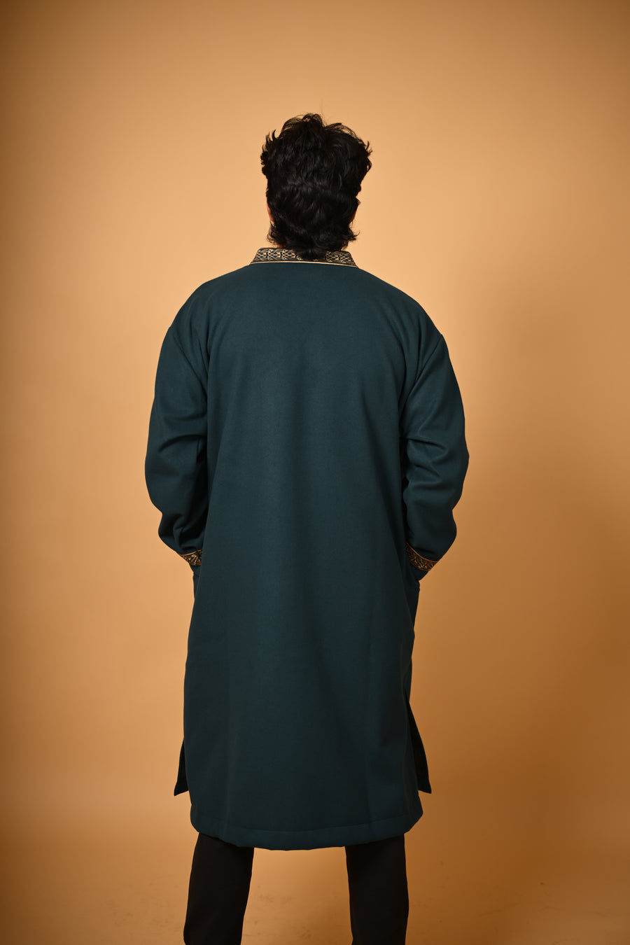 baraqah deep teal men winter pheran 