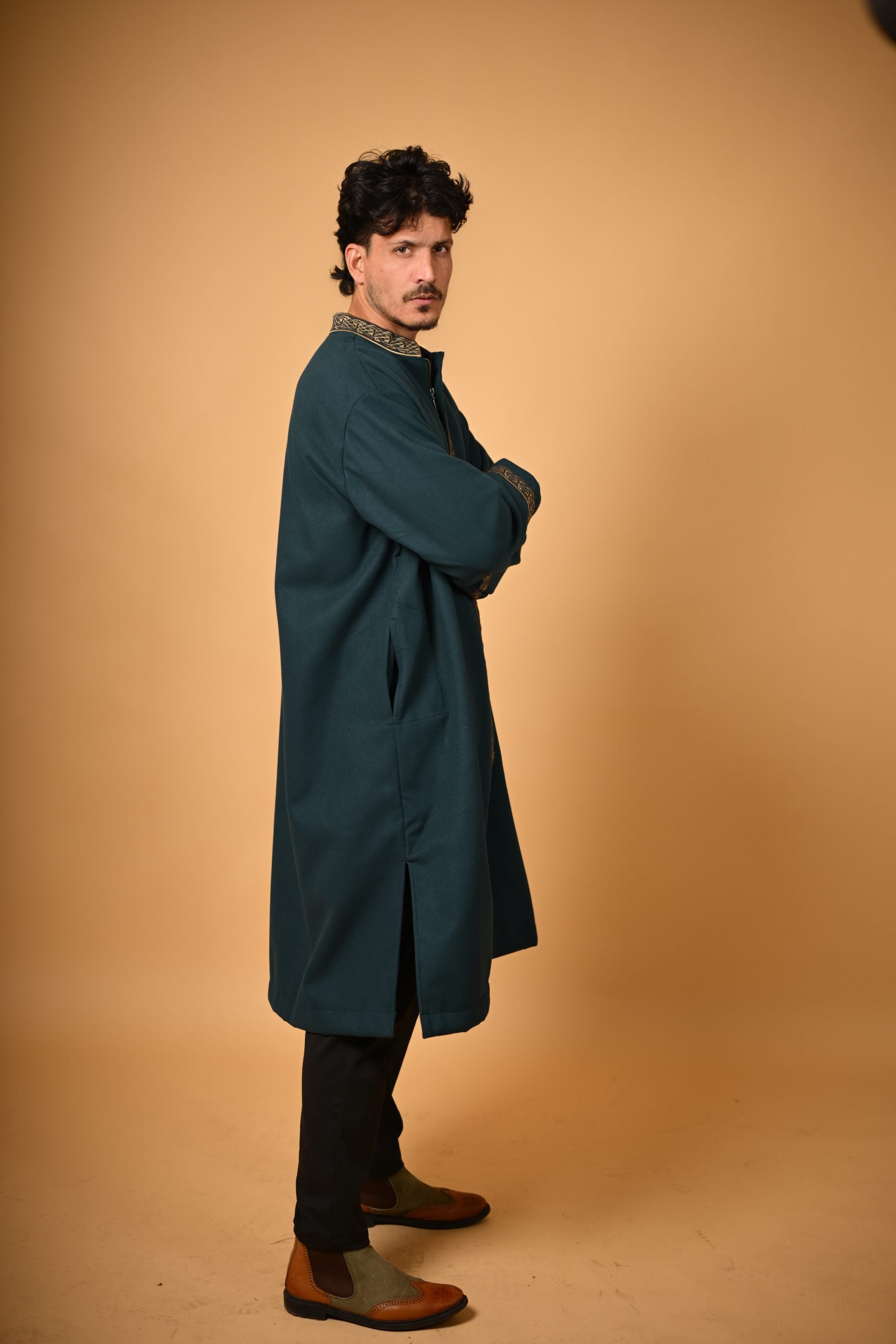 baraqah deep teal men winter pheran 