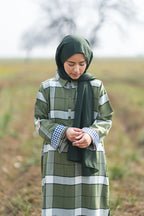 Moss Green Checked kashmiri Traditional female winter  Pheran
