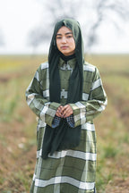 Moss Green Checked kashmiri Traditional female winter  Pheran

