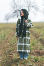 Moss Green Checked kashmiri Traditional female winter  Pheran
