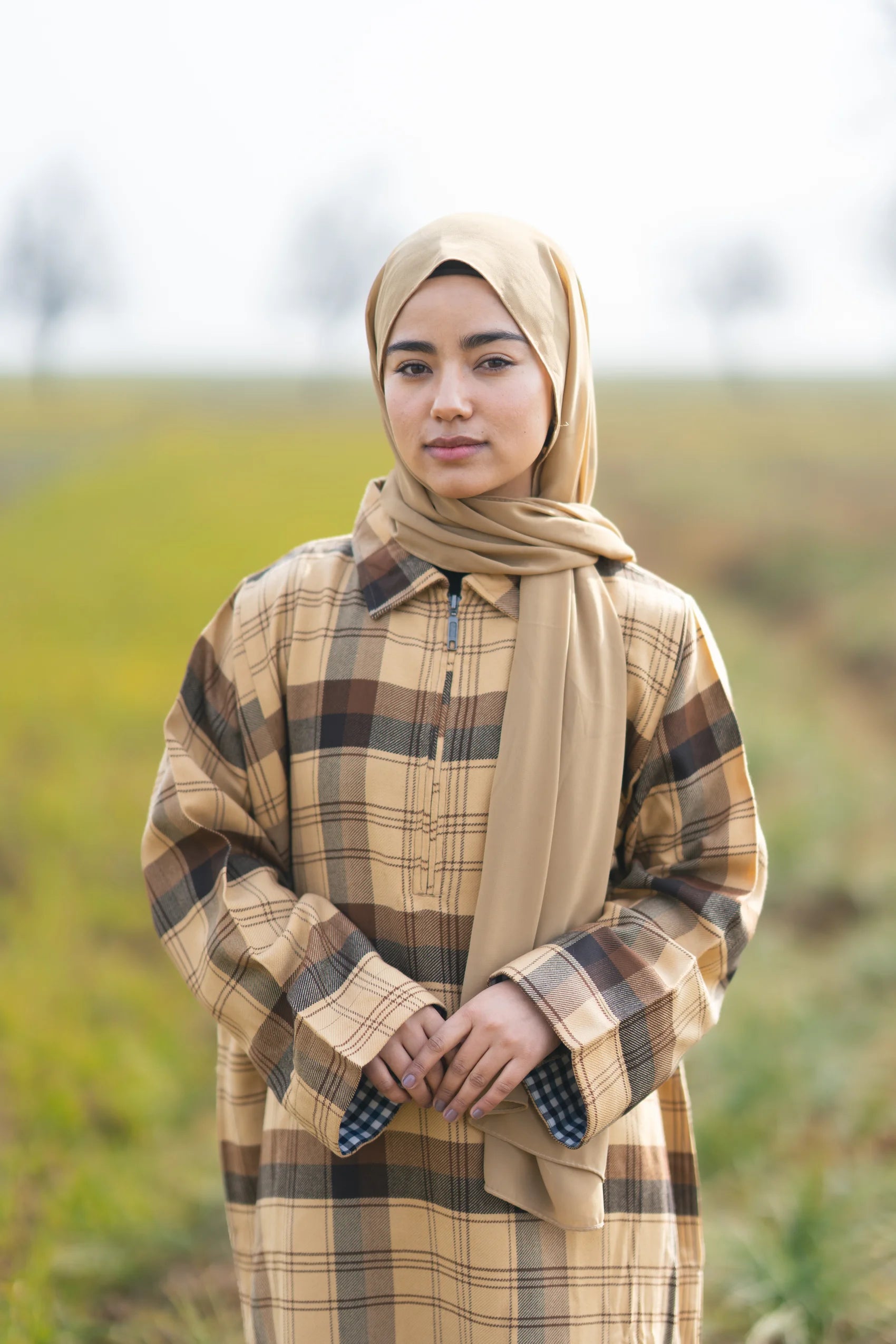 Soft Camel Checked kashmiri Traditional female winter  Pheran
