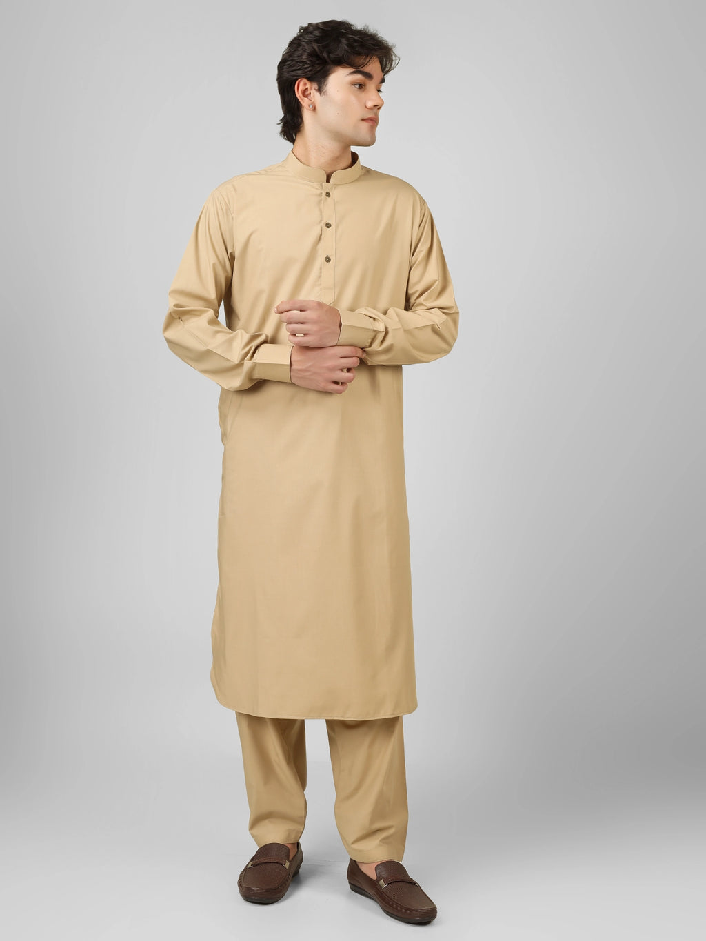Rasheiq Flax Cream Kameez Shalwar