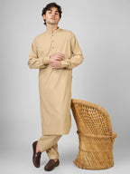 Rasheiq Flax Cream Kameez Shalwar