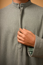 Light Green Dotted winter Pheran for men 
