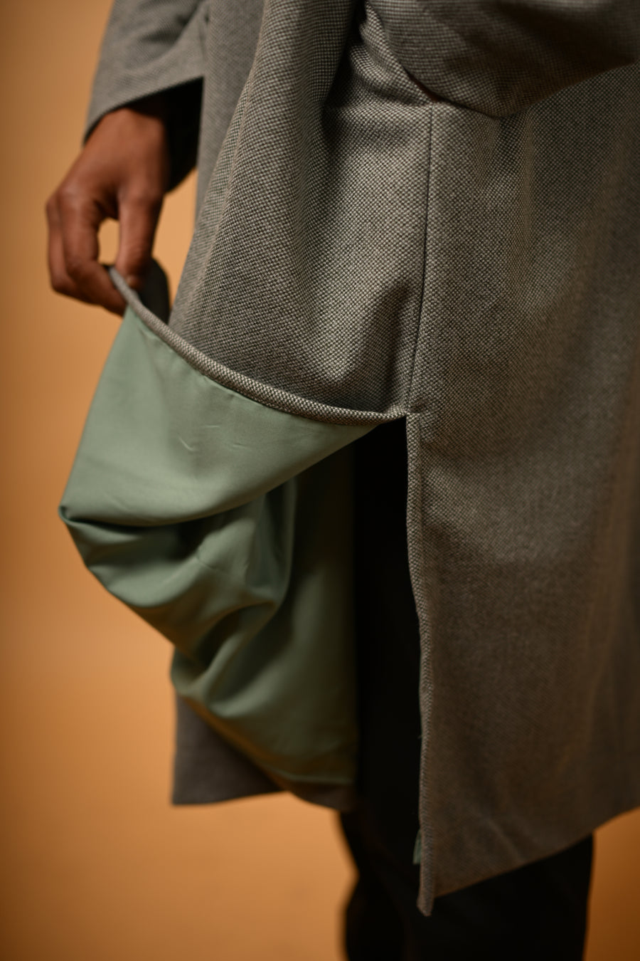 Light Green Dotted winter Pheran for men 
