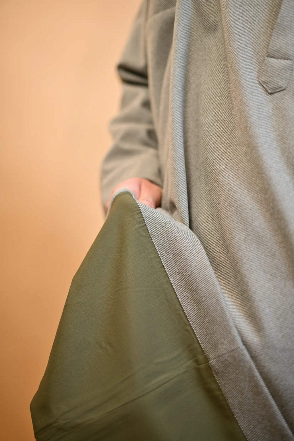 baraqah green herringbone winter pheran for men 