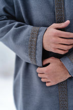 Light Grey Embroidered Closed Overcoat | Not A Pheran