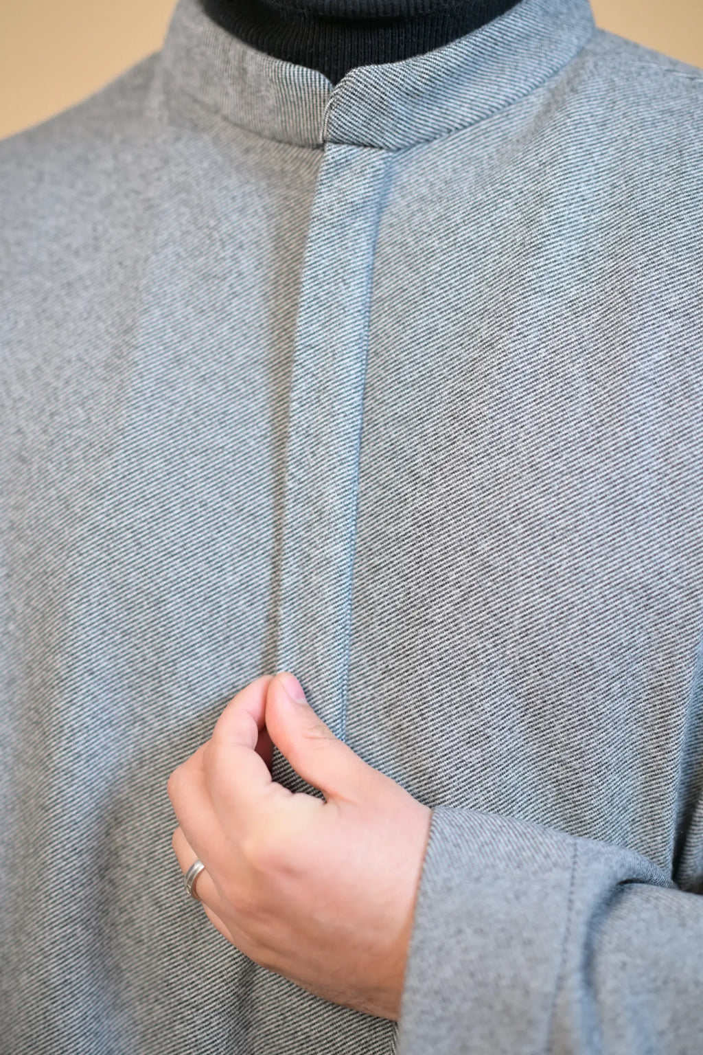 baraqah grey herringbone winter pheran for men 