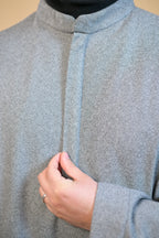 baraqah grey herringbone winter pheran for men 