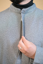 baraqah grey herringbone winter pheran for men 