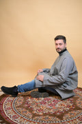 baraqah grey herringbone winter pheran for men 
