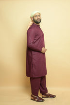 baraqah maroon color  summer kurta pajama for men